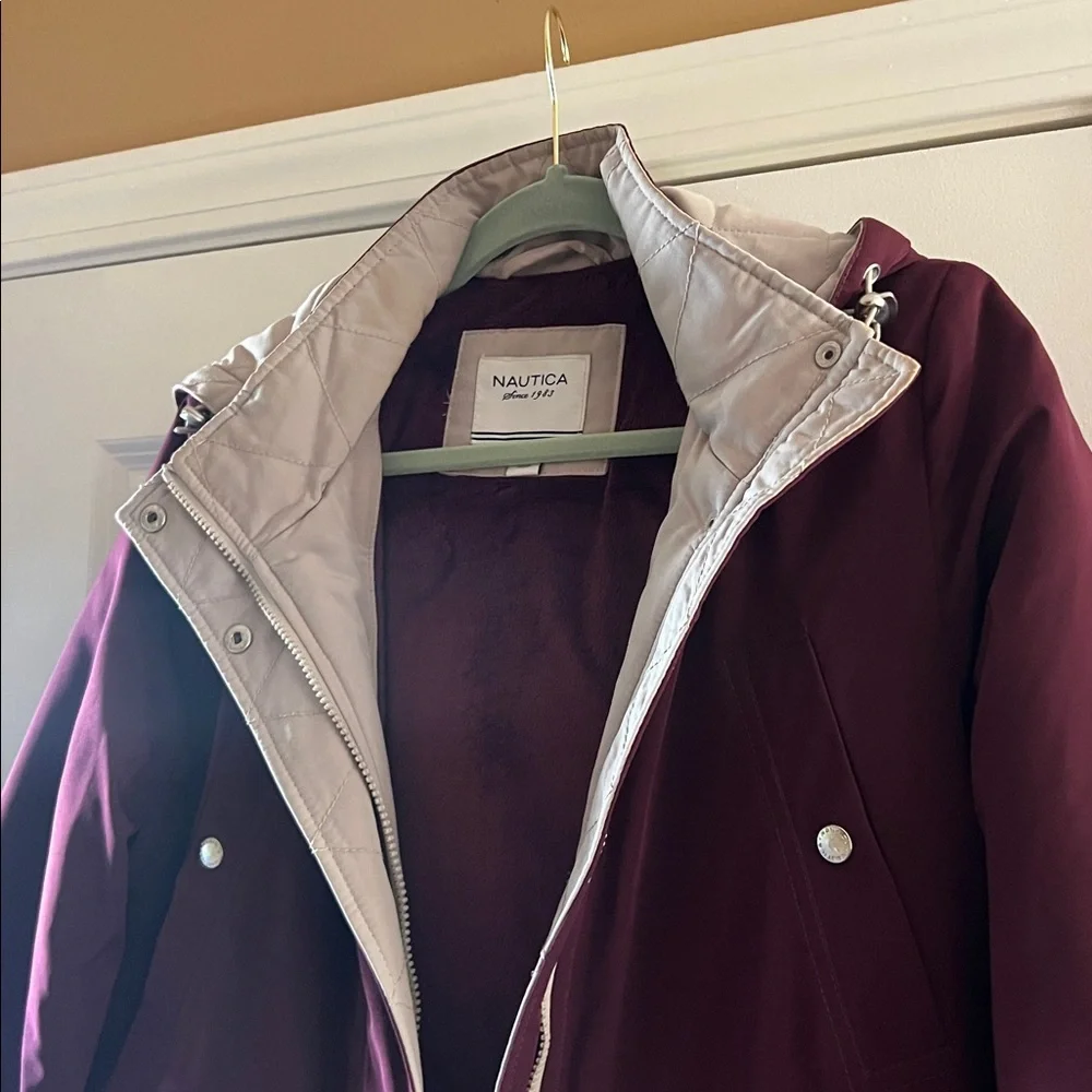 It’s winter: Nautica Women's Deep Burgundy Utility Jacket - Picture 3 of 9